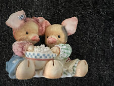 Piglets Eating Popcorn Figurines Christmas Gift