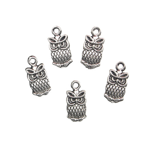 Antique silver owl pendant - silver,
