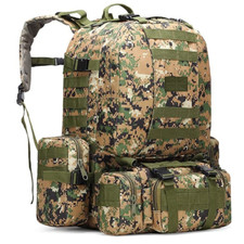 55L Large Rucksack 4 in 1 Outdoor Army Backpack Military Tactical Molle Inferno