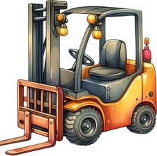 Colourful Forklift Truck Wall Art Bedroom Nursery Vinyl Sticker Decal 6 Sizes
