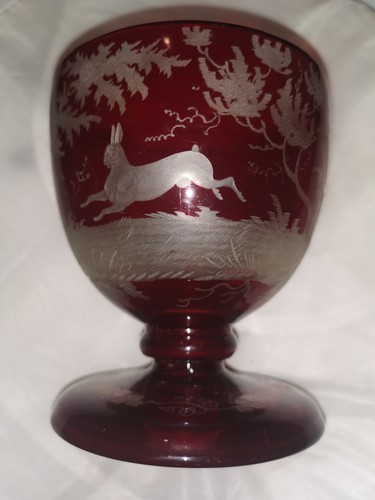 Antique bohemian ruby etched - bohemian,