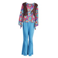Ladies 70s 80s Retro Style Hippie Pants Tops Groovy Flared Trousers Costume