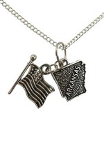 SILVER NECKLACE All 50 USA States Stars And Stripes Flag Charm Gift + Bag