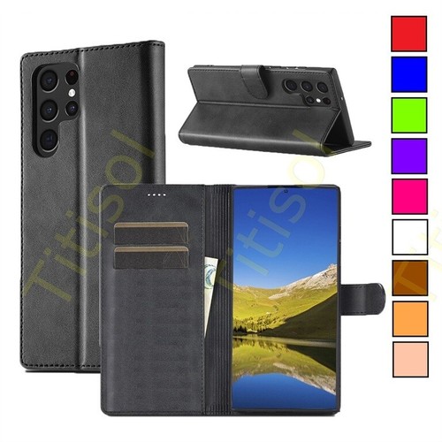 Flip leather magnetic wallet - leather,