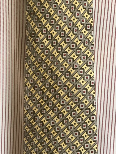 Hermes tie yellow grey - tie, yellow/grey/red