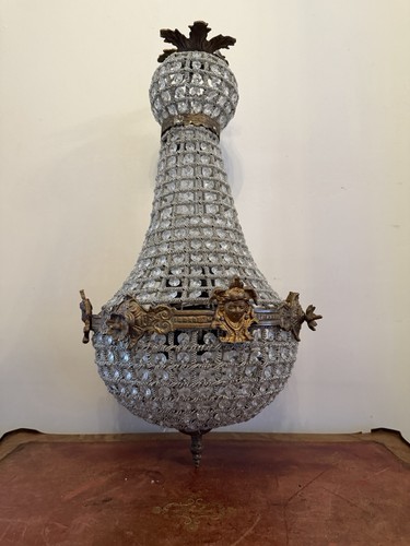 Small glass gilt brass bag - small,
