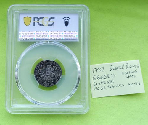 1732 au58 silver sixpence - au58,