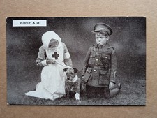 OLD POSTCARD MILITARY GIRL RED