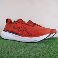 Asics Running Trainers Size 9.5 Men Orange Shoe Gel Nimbus 25 Sports Jogging Gym