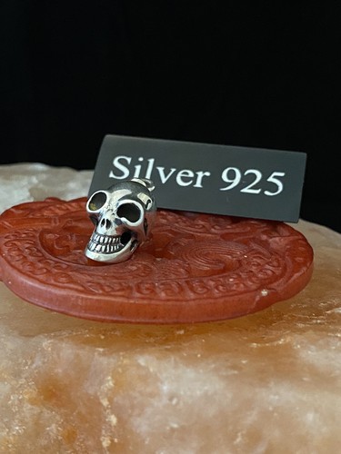 Solid silver skull pendant - silver,