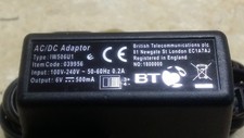 BT Power Supply Item Code 039956 FOR BT Graphite 1100, 1500, Hudson etc 6V 500mA
