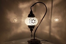 Turkish Moroccan 1/3/5/7 Glass Mosaic Table Desk Floor Lamp Clear  White Glass