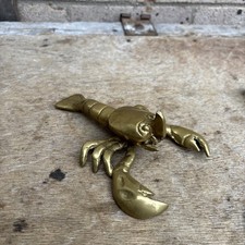 Vintage Brass Crawfish Trinket Box Crayfish Nautical Sea Ashtray Hinged Lobster