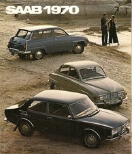 Saab Range 1969-1970 UK Market Foldout Sales Brochure 96 V4, 95 V4 & 99 1700