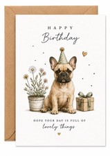 French bulldog birthday card - french,