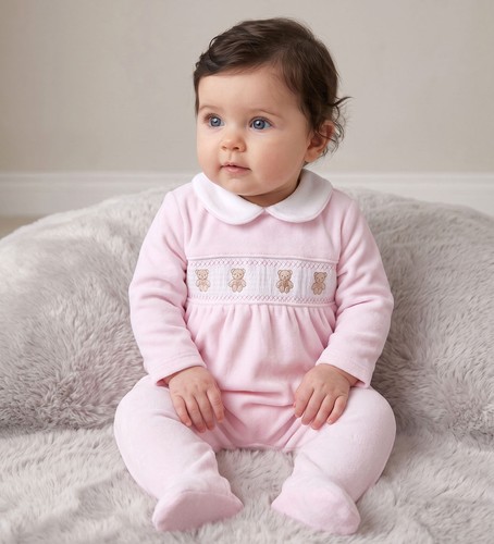 Baby girl velour sleepsuit - velour,