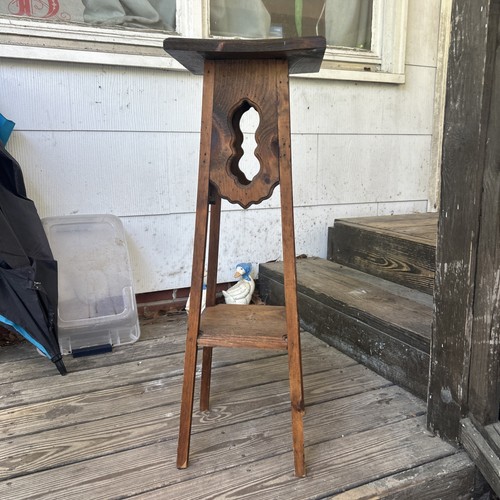 Antique wood plant stand - antique, w/