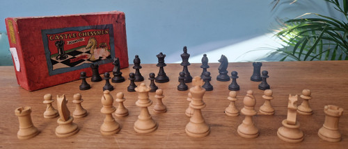 Vintage castle chess set - set, in