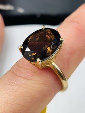 TJC gilded silver and big high grade smoky quartz ring UK size Q new 