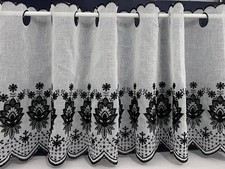 Eva Floral Embroidered Café Nets 18" and 24" drop - Sold by the Metre-