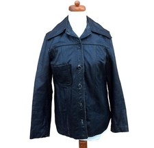 Vintage Jacket 70s Black Leather Buttoned Retro Indie Mod 8