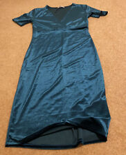 Zara Trafaluc Green Velvet Dress Size S Midi Pencil Slimming Knee Length Party