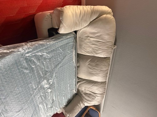 White leather sofa bed - white, and