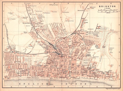 Brighton antique map 1897 - map,