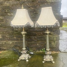 French Provincial Country Buffet Candlestick BedTable Lamp Shade Crystal Droplet