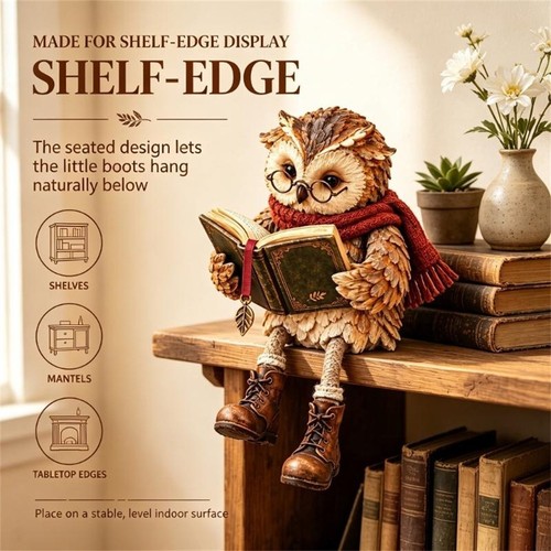 Reading owl figurine - owl,
