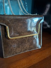 VINTAGE JANE SHILTON BROWN PATENT COCKTAIL / EVENING HANDBAG