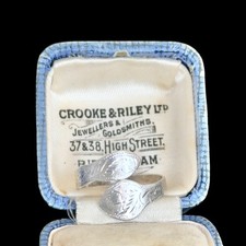 Vintage Sterling Silver Engraved Snake Ring Diamond Cut Signed Siam Size P