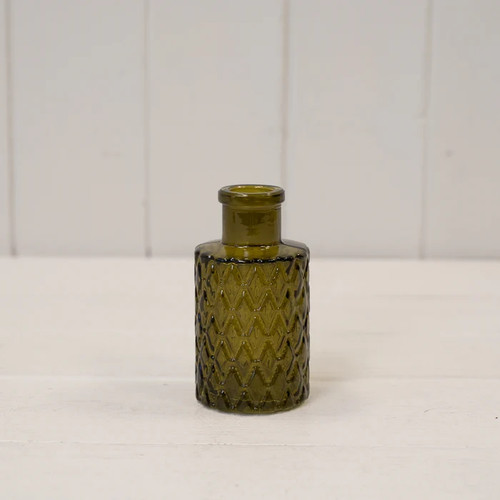 Olive green glass stem bottle - olive,