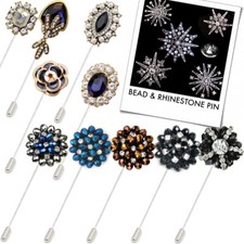 BEAD & RHINESTONE PIN Handmade