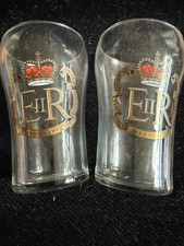 Pair Of Lovely Queen Elizabeth II Silver Jubilee Glasses "1952-1977" good Cond.