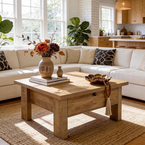 Square coffee table 80cm - coffee,