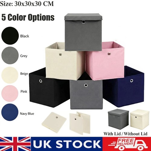 Foldable fabric cube with lid - with,