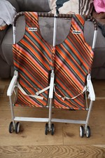RARE VINTAGE 1970'S CINDICO DOUBLE (SIDE BY SIDE) DOLLS PRAM 64CM HANDLE HEIGHT