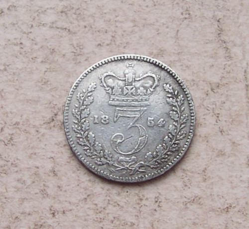 Scarce 1854 silver threepence - 1854,