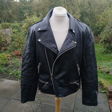 Cow-Hide Leather Gold Jacket Black Heavy Metal London Boston Size 46 Vintage