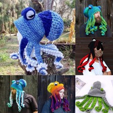 Unisex Winter Warm Knitted Hat Octopus Squid Knit Cap Beanie Fancy Dress Cap