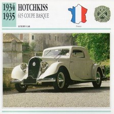 1934-1935 HOTCHKISS 615 COUPE BASQUE Classic Car Photograph / Info Maxi Card