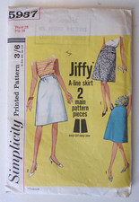 Simplicity 5937 sewing pattern Jiffy A-line Skirt Sz Waist 28  Cut Complete 1965
