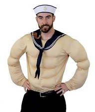 MENS STRONG SAILOR FANCY DRESS COSTUME MUSCLE CHEST 80S TV CARTOON SAILORMAN