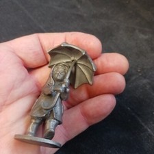 Vintage Child With Umbrella 92% Tin ( modern pewter) Figurine approx 70mm high