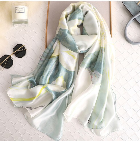 Designer silk scarf greenish