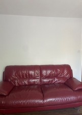 3 seater leather sofa, scarlet deep red colour, used but in great condition