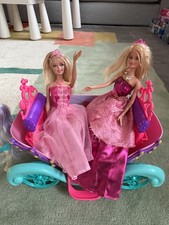 Barbie Unicorn Horse Carriage with 2 Princess Dolls Collection Only RG24