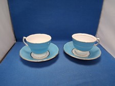 Art Deco Colclough "Harlequin Ballet"Bone China  -2  BlueCups & Saucers