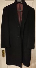 New GREENWOODS Elite - Men’s Black Wool & Cashmere Long Coat - Chest 102cm /40”R